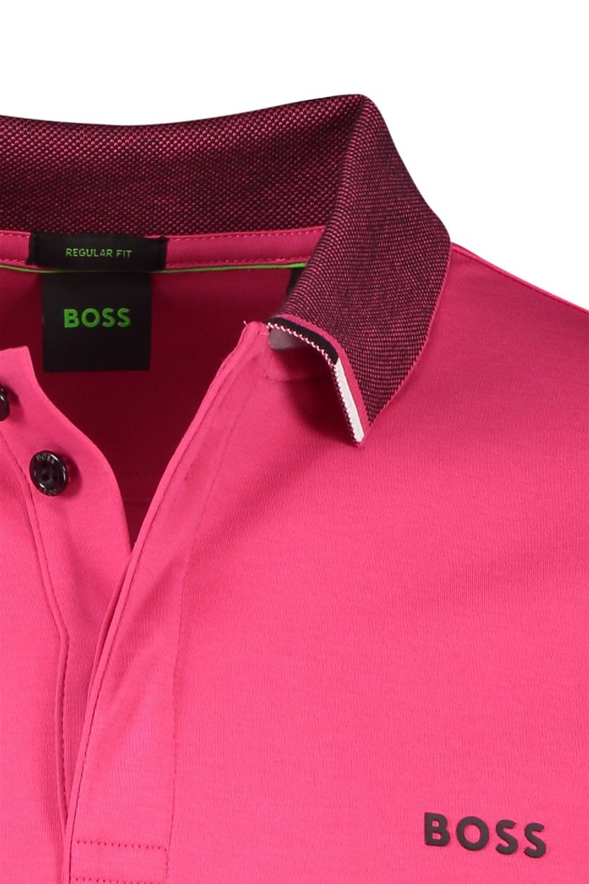 Hugo Boss polo roze effen katoen normale fit 2-knoops