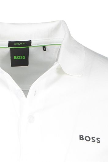 Hugo Boss polo normale fit wit effen katoen opdruk op mouw