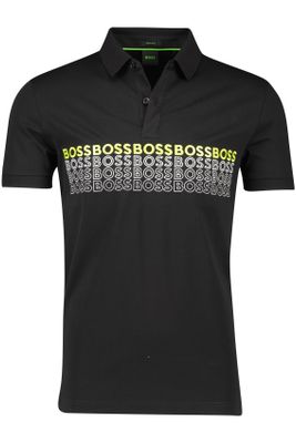 Hugo Boss Hugo Boss polo normale fit zwart geprint katoen-stretch