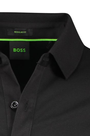 Hugo Boss polo normale fit zwart met geel geprint katoen