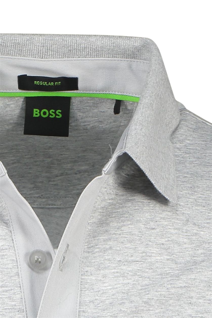 Hugo Boss polo grijs geprint normale fit met boss opdruk