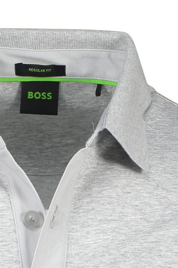 Hugo Boss polo normale fit grijs geprint met boss opdruk