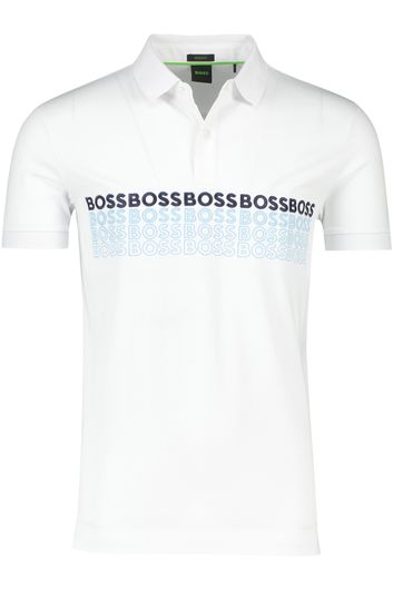 Hugo Boss polo normale fit wit katoen met logo print
