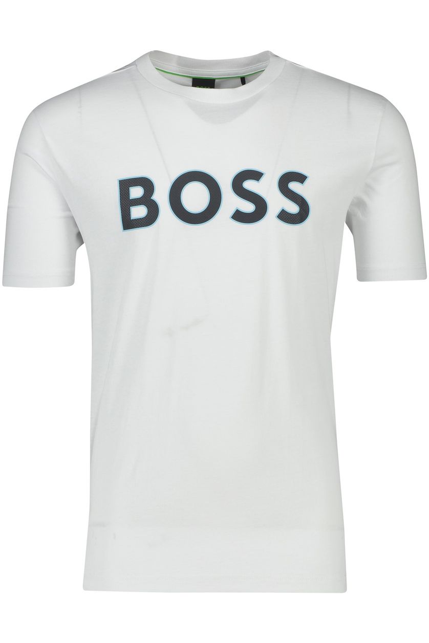 Hugo Boss t-shirt wit met print normale fit katoen