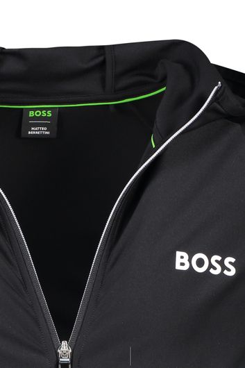 Hugo Boss vest opstaande kraag zwart rits effen met logo