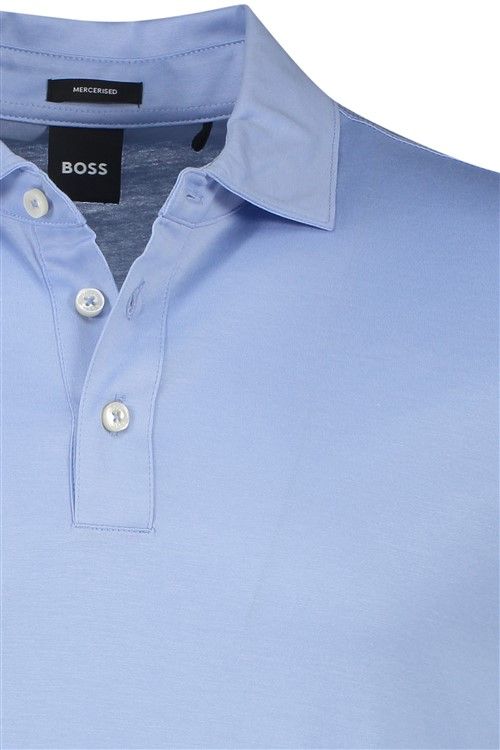 Hugo Boss polo normale fit lichtblauw effen katoen-stretch