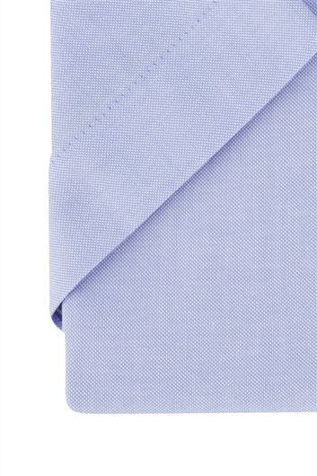 Portofino casual overhemd korte mouw regular fit lichtblauw effen borstzak katoen