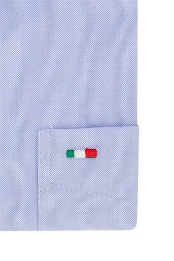 Portofino casual overhemd korte mouw regular fit lichtblauw effen katoen