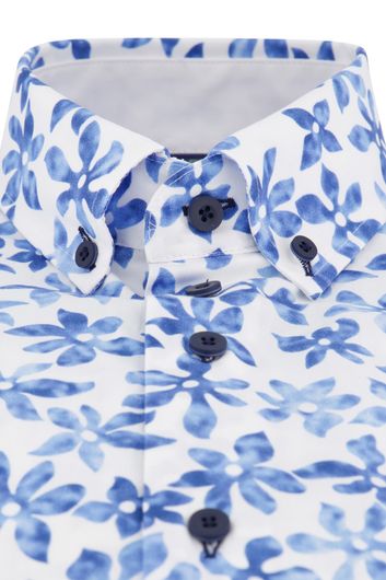 Portofino overhemd ml 7 blauw bloemenprint katoen