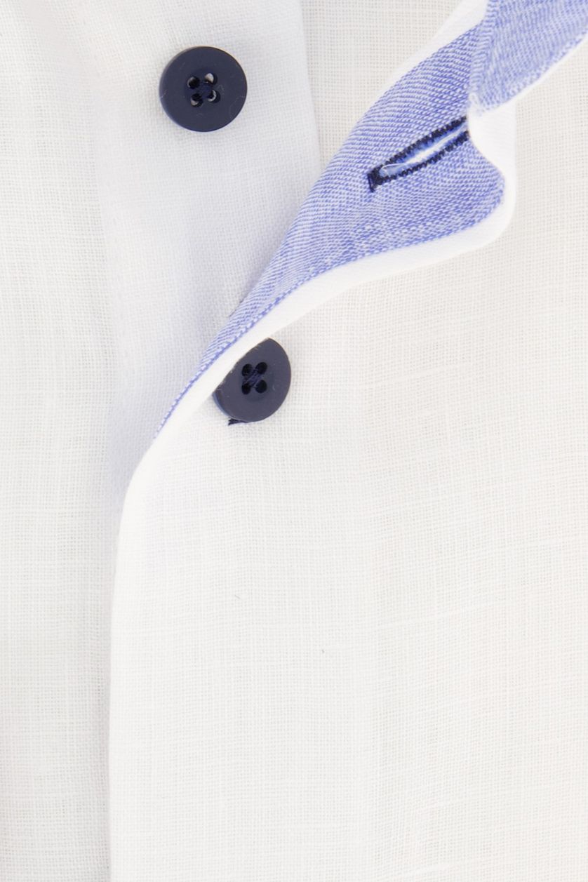 Portofino overhemd mouwlengte 7 normale fit wit uni 100% linnen