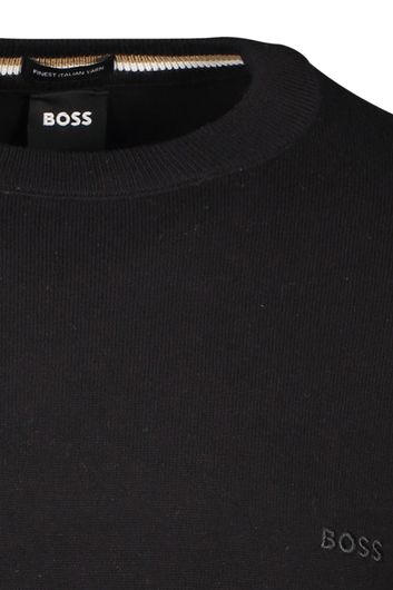 Hugo Boss trui ronde hals zwart uni katoen