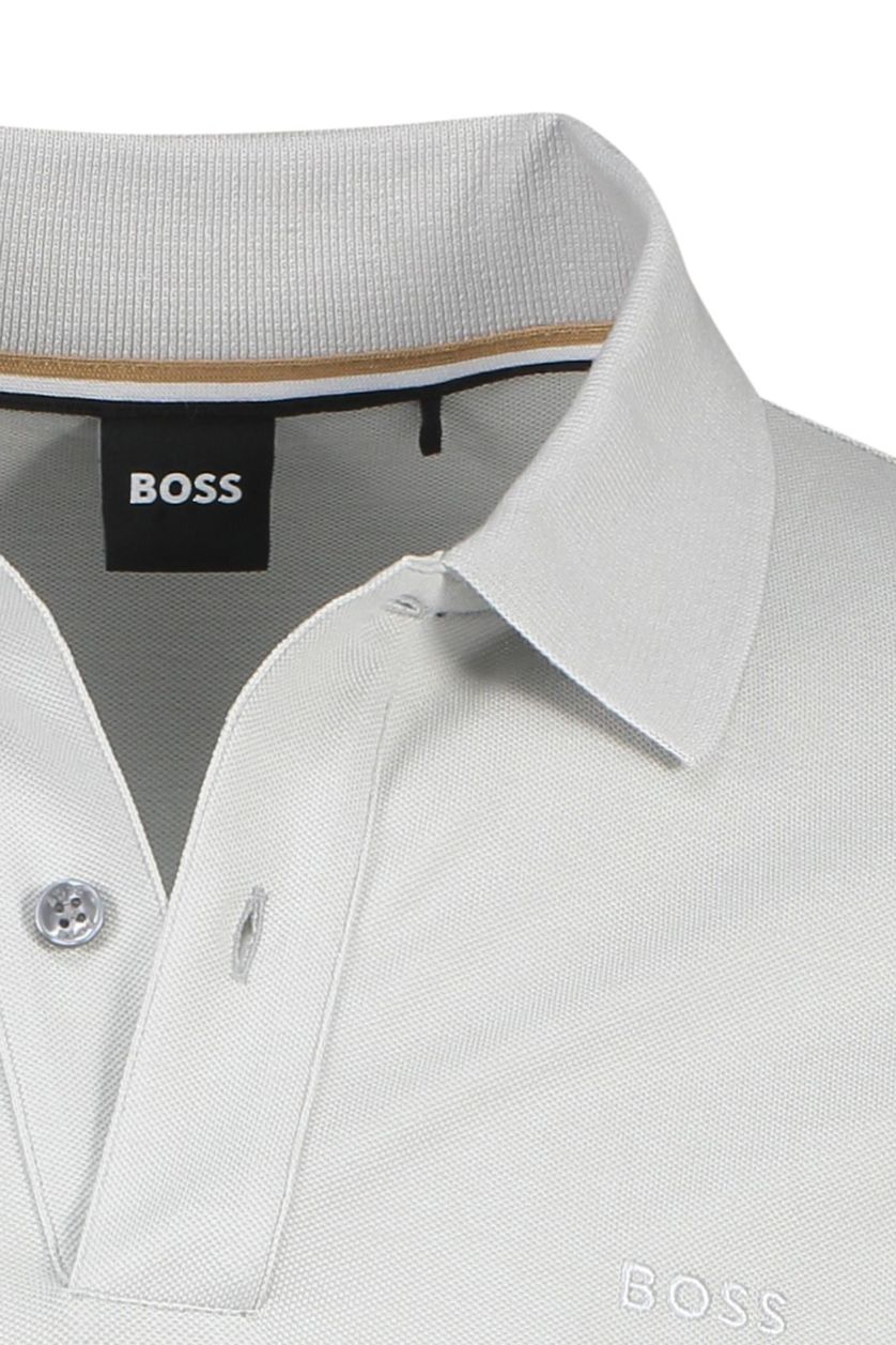 Poloshirt Hugo Boss grijs effen katoen normale fit