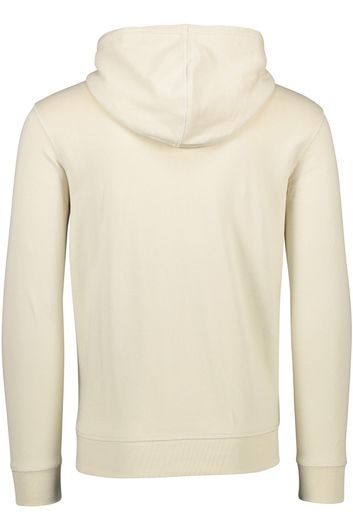 Hugo Boss sweater hoodie beige effen katoen met buidel