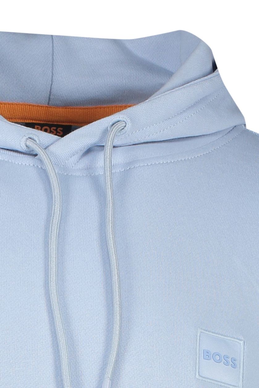 Lichtblauwe Hugo Boss sweater effen katoen hoodie 
