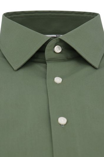 business overhemd Hugo Boss groen effen katoen slim fit 
