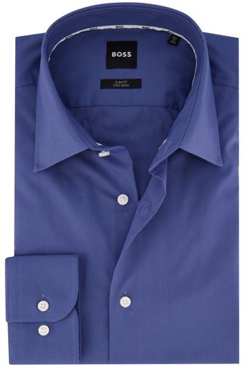 Hugo Boss business overhemd slim fit donkerblauw effen katoen semi wide spread boord