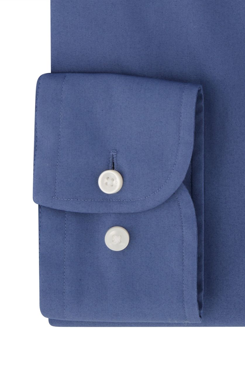 Hugo Boss business overhemd blauw easy iron effen katoen slim fit