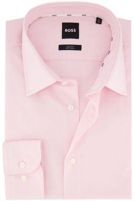 Hugo Boss Hugo Boss business overhemd slim fit roze effen katoen mouwlengte 7