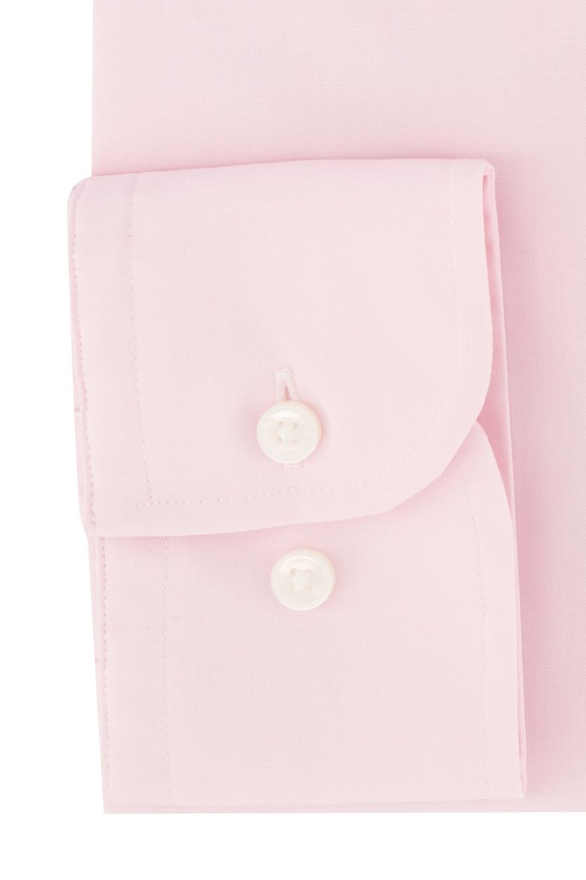 Hugo Boss business overhemd slim fit roze effen katoen mouwlengte 7