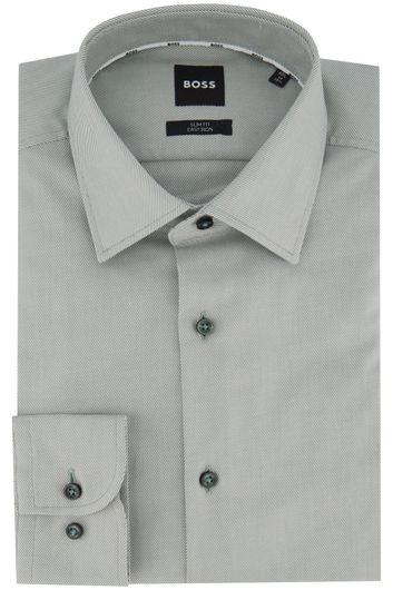 Hugo Boss business overhemd normale fit groen geruit katoen