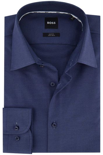 Hugo Boss zakelijk overhemd slim fit blauw effen katoen