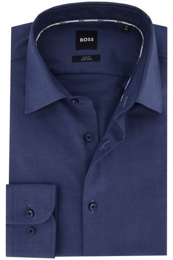 business overhemd Hugo Boss donkerblauw effen katoen slim fit 