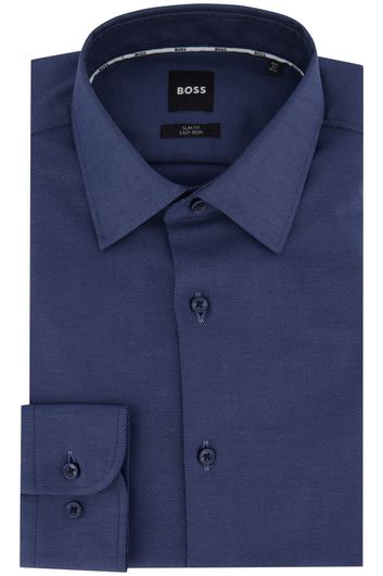 business overhemd Hugo Boss donkerblauw effen katoen slim fit 