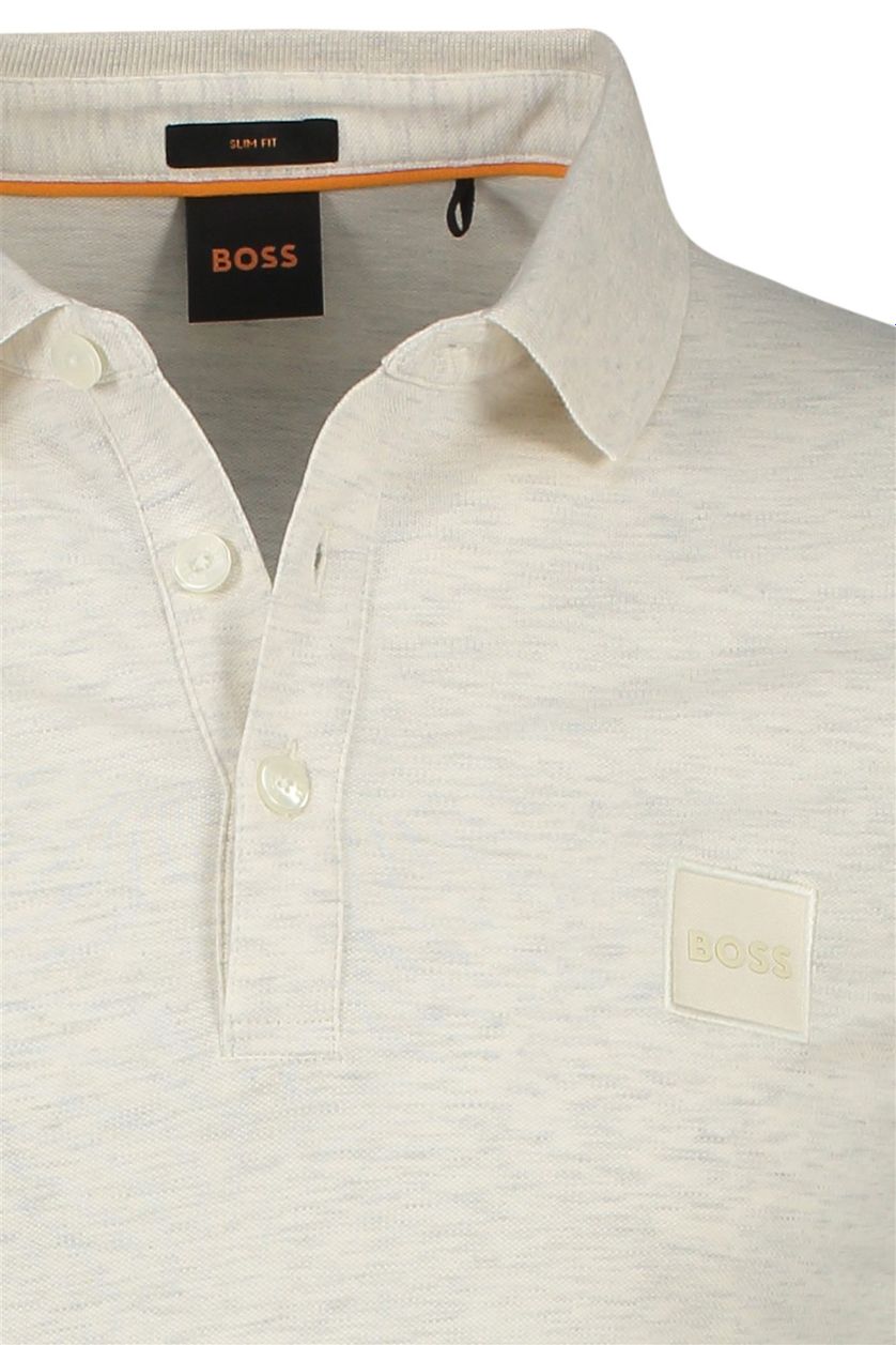 Hugo Boss polo Passenger grijs effen katoen slim fit met logo