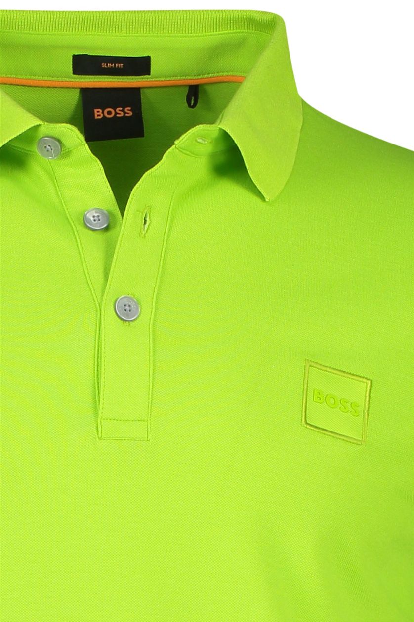 Hugo Boss polo groen effen katoen slim fit met logo