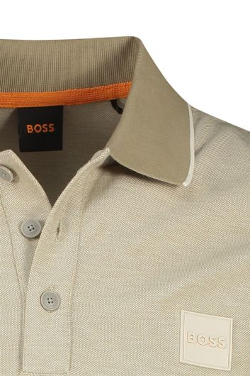 Beige Hugo Boss polo met logo effen katoen
