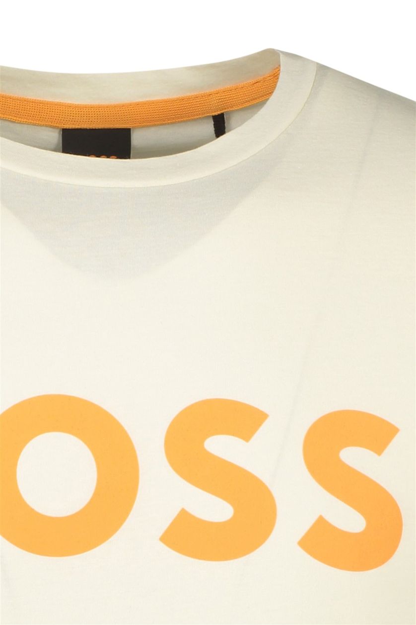 Hugo Boss t-shirt Thinking beige effen 100% katoen