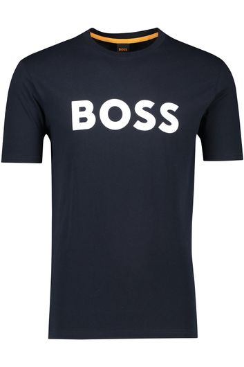 Hugo Boss t-shirt Thinking navy effen 100% katoen