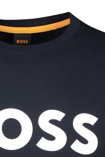 Hugo Boss t-shirt Thinking navy effen 100% katoen