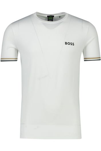 Hugo Boss t-shirt wit effen polyester normale fit ronde hals