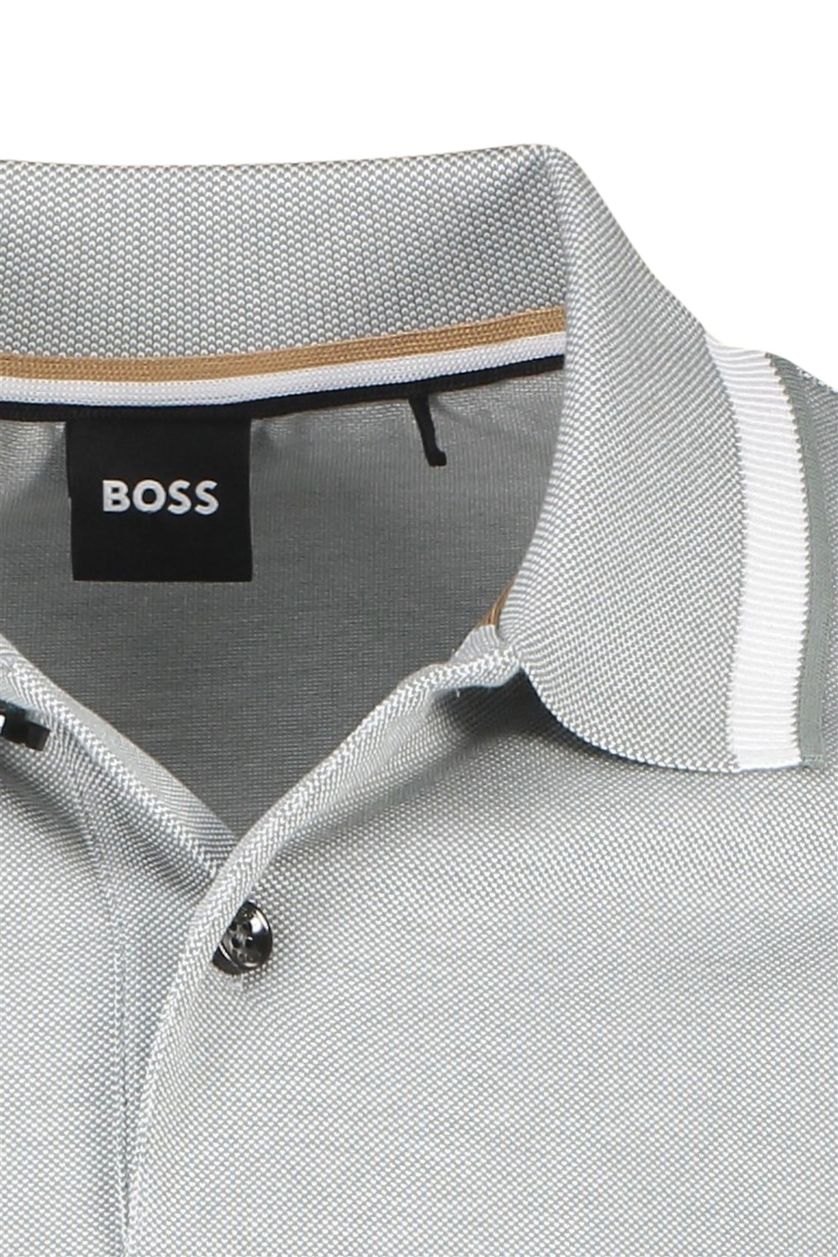 Hugo Boss polo Parley grijs witte details effen katoen normale fit
