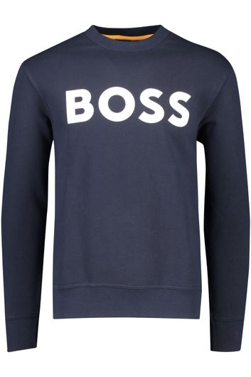 Hugo Boss sweater ronde hals blauw boss print