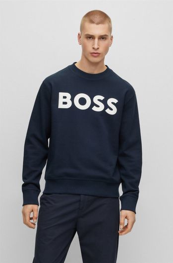 Hugo Boss sweater ronde hals blauw boss print