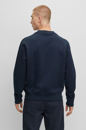 sweater Hugo Boss blauw geprint ronde hals 