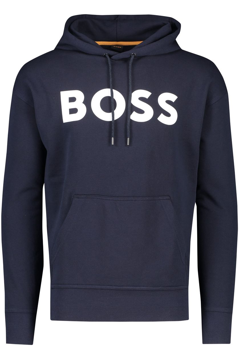 Hugo Boss sweater WebasicHood navy effen katoen hoodie 