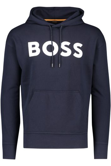 sweater Hugo Boss donkerblauw effen katoen hoodie 