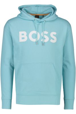 Hugo Boss Hugo Boss sweater hoodie lichtblauw effen katoen