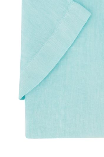 Hugo Boss casual overhemd normale fit turquoise effen 100% linnen