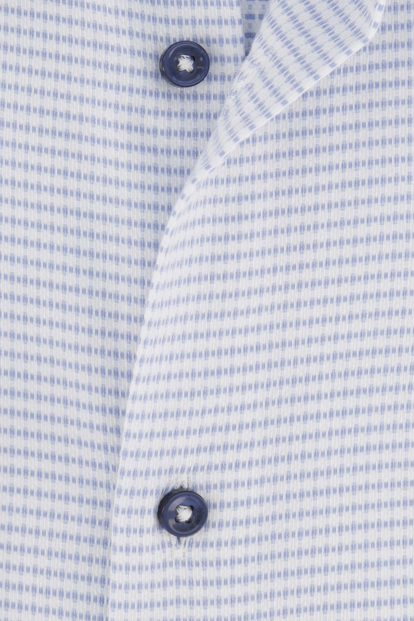 Hugo Boss business overhemd blauw geruit katoen slim fit blauwe knopen