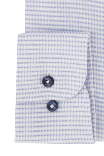 business overhemd Hugo Boss blauw geruit katoen slim fit 