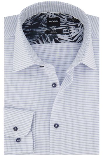 Hugo Boss business overhemd slim fit blauw geprint katoen