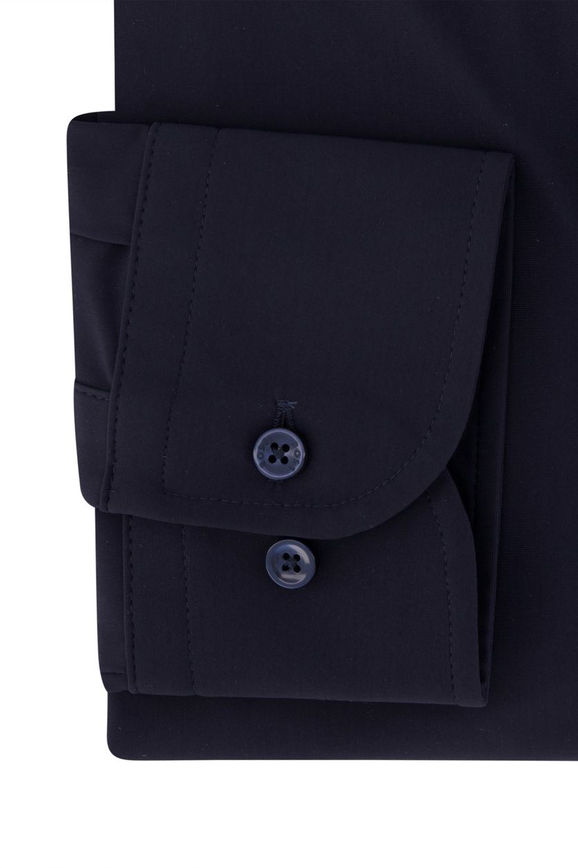 Hugo Boss business overhemd donkerblauw effen slim fit zonder borstzak
