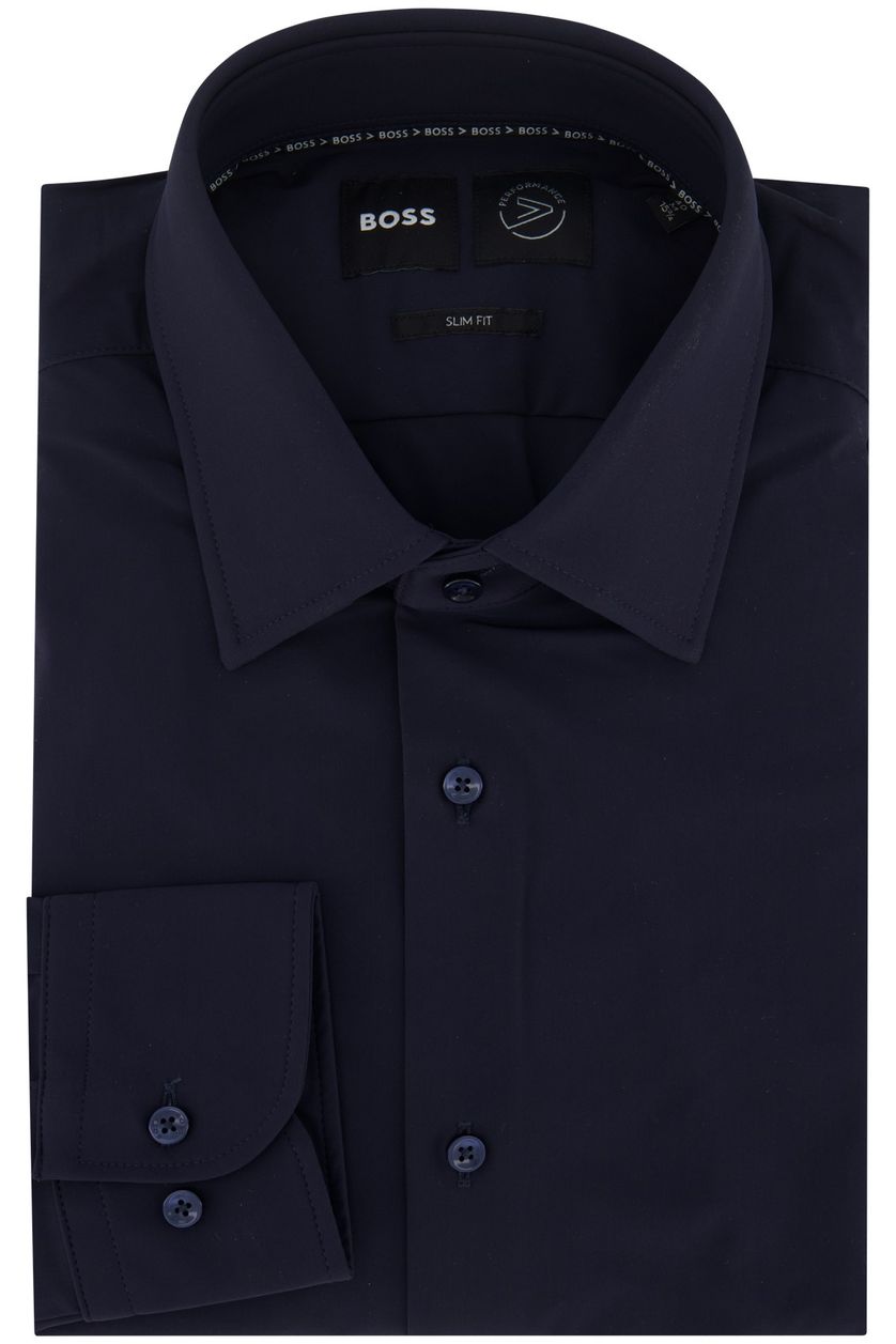 Hugo Boss business overhemd donkerblauw effen slim fit ml 5