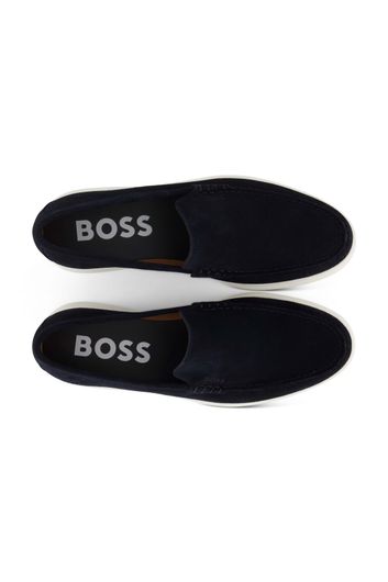 Hugo Boss instap schoenen donkerblauw effen leer