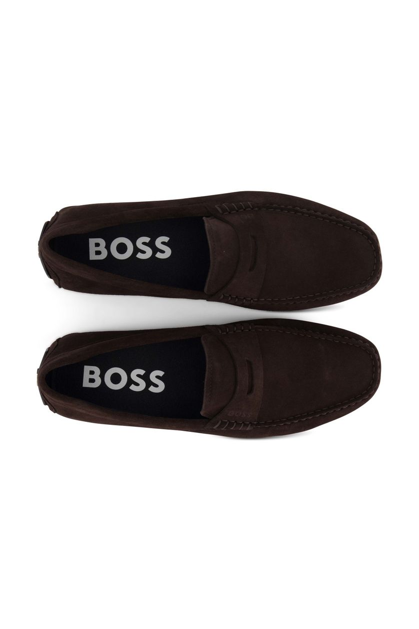 Hugo Boss nette schoenen effen leer donkerbruin