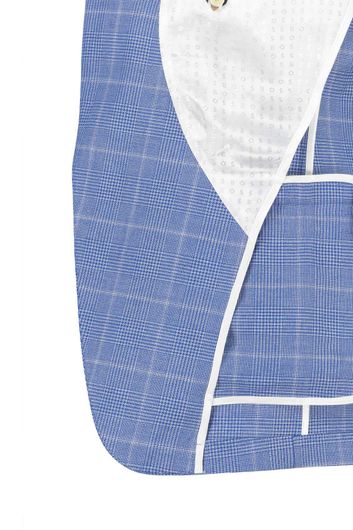 Hugo Boss colbert lichtblauw wit geruit wol normale fit 